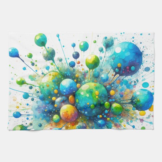 Waterverf Bubble Burst Keukenhanddoek (Horizontaal)