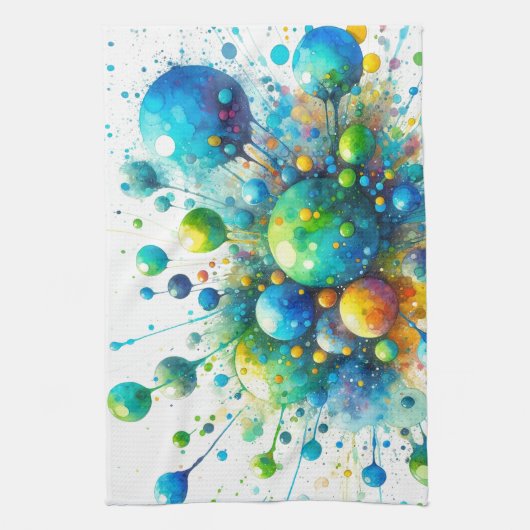 Waterverf Bubble Burst Keukenhanddoek (Verticaal)