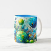 Waterverf Bubble Burst Tweekleurige Koffiemok (Voorkant rechts)