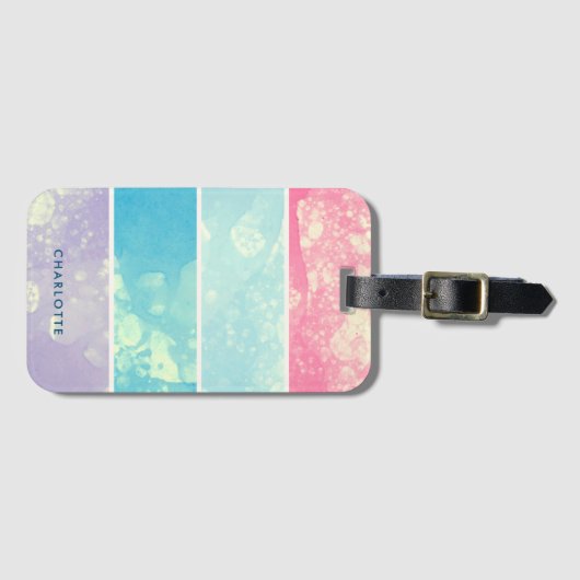 Waterverf Bubble Monogram Bagagelabel (Voorkant (horizontaal))