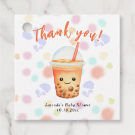 Waterverf Bubble Tea Baby shower Bedankt Bedankjes Labels