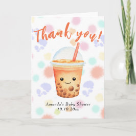 Waterverf Bubble Tea Baby Shower Bedankt Kaart