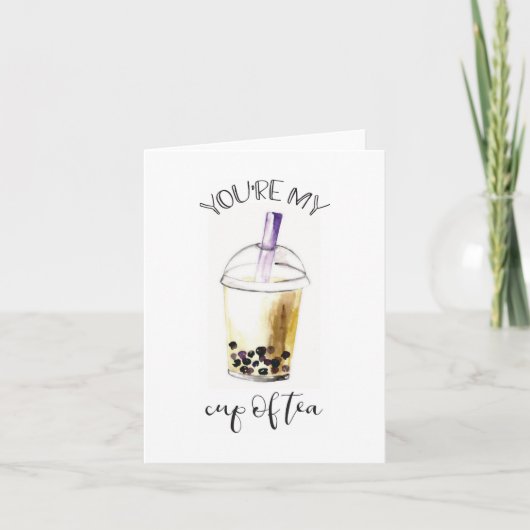 Waterverf Bubble Tea Boba My Cup Tea Lettering Notitiekaartje (Voorkant)