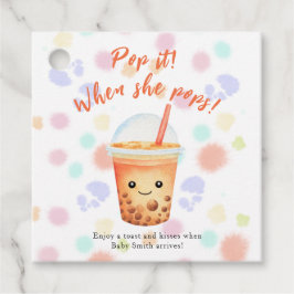Waterverf Bubble Tea Pop het! Als ze pop! Bedankjes Labels