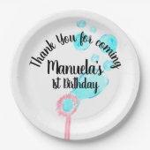 Waterverf Bubble Wand Pop Pop Birthday Papieren Bordje (Voorkant)