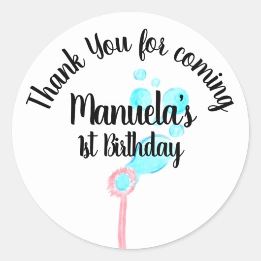 Waterverf Bubble Wand Pop Pop Birthday Ronde Sticker (Voorkant)