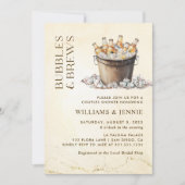 Waterverf Bubbles & Brews Koppels Vrijgezellenfees Kaart (Voorkant)