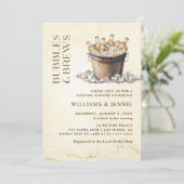 Waterverf Bubbles & Brews Koppels Vrijgezellenfees Kaart (Staand voorkant)