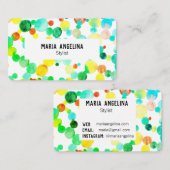 Waterverf Bubbles Spoelen en Stippen Geel Blauw Gr Visitekaartje (Voorkant / Achterkant)