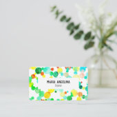 Waterverf Bubbles Spoelen en Stippen Geel Blauw Gr Visitekaartje (Staand voorkant)