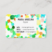 Waterverf Bubbles Spoelen en Stippen Geel Blauw Gr Visitekaartje (Achterkant)