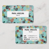 Waterverf Bubbles Spoelen en Stippen Roze Blauw Gr Visitekaartje (Voorkant / Achterkant)