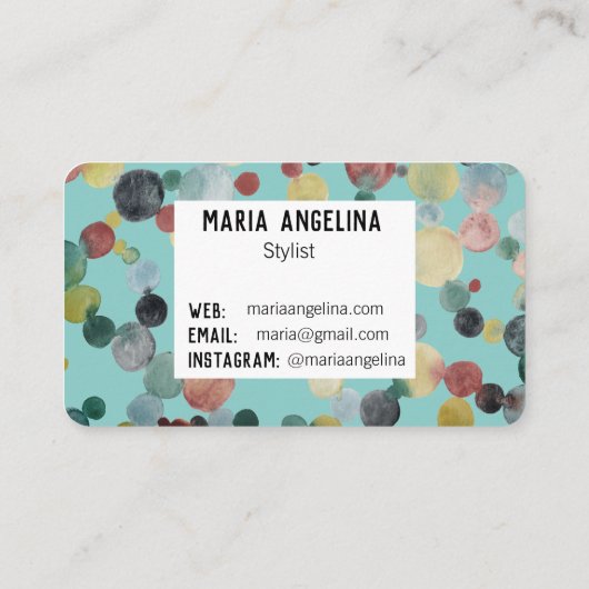 Waterverf Bubbles Spoelen en Stippen Roze Blauw Gr Visitekaartje (Achterkant)