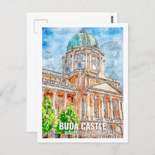 Waterverf Buda Castle Budapest Travel Place Briefkaart