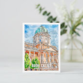 Waterverf Buda Castle Budapest Travel Place Briefkaart (Staand voorkant)