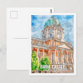 Waterverf Buda Castle Budapest Travel Place Briefkaart (Voorkant / Achterkant)