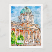 Waterverf Buda Castle Budapest Travel Place Briefkaart (Voorkant)