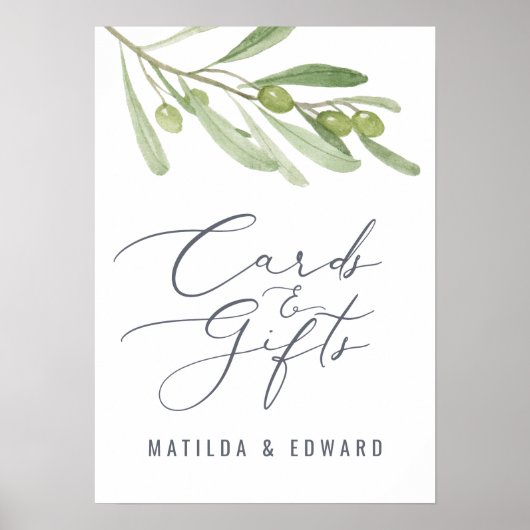 Waterverf budget voor olijfbruiloft en geschenken poster (Voorkant)