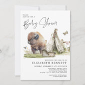 Waterverf Buffalo Bizon Baby Shower (Voorkant)