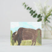 Waterverf Buffalo Post Kaart | Natuur | Uniek (Staand voorkant)