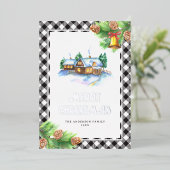 Waterverf Buffalo Pset Silver Folie Feestdagenkaart (Staand Voorkant)