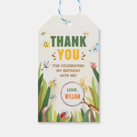 Waterverf Bug Insect Boy Verjaardag Cadeaulabel (Voorkant)