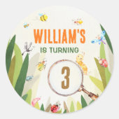 Waterverf Bug Insect Boy Verjaardag Ronde Sticker (Voorkant)