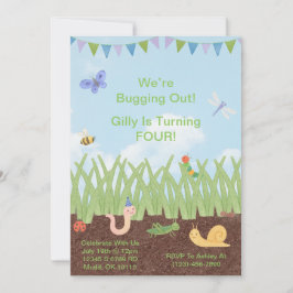 Waterverf Bug Thema Verjaardagsuitnodiging voor ki Kaart