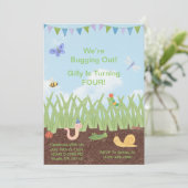 Waterverf Bug Thema Verjaardagsuitnodiging voor ki Kaart (Staand voorkant)