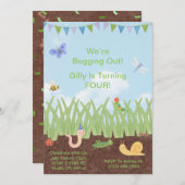 Waterverf Bug Thema Verjaardagsuitnodiging voor ki Kaart (Voorkant / Achterkant)