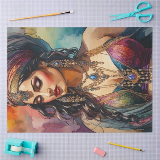 Waterverf buikdanseres decoupage papier (Craft)