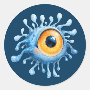 Waterverf Buitenaards Schattig Cycloop Alien Ronde Sticker