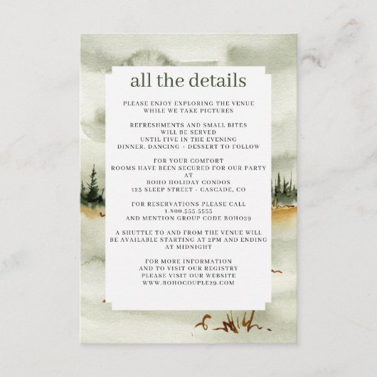 Waterverf buitenhuwelijk informatiekaartje (Voorkant)