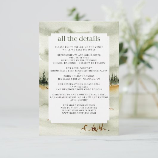 Waterverf buitenhuwelijk informatiekaartje (Staand voorkant)