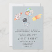 Waterverf Buitenruimte Astronaut Boy Baby shower I Kaart (Voorkant)