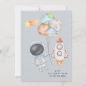 Waterverf Buitenruimte Astronaut Boy Baby shower I Kaart (Achterkant)