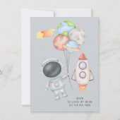 Waterverf Buitenruimte Astronaut Boy Baby shower Kaart (Achterkant)