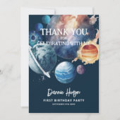 Waterverf buitenruimte Foto jongen 1 geboorte Bedankkaart (Voorkant)