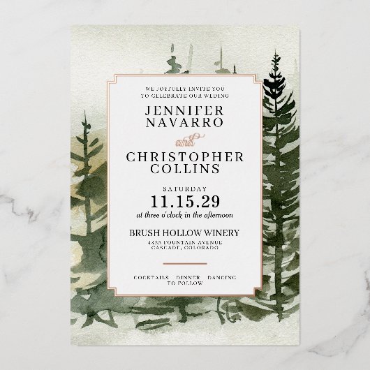 Waterverf buitenshuis bruiloft uitnodiging (Voorkant)