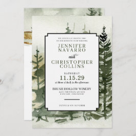 Waterverf buitenshuis met details bruiloft kaart