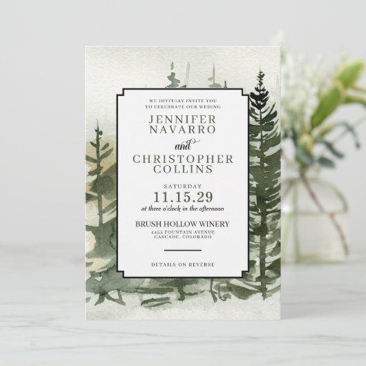 Waterverf buitenshuis met QR Code Wedding Kaart (Staand voorkant)