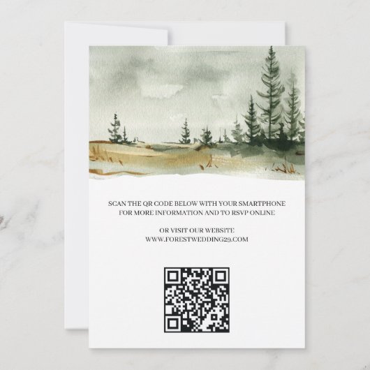 Waterverf buitenshuis met QR Code Wedding Kaart (Achterkant)