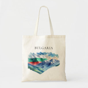 Waterverf Bulgaarse vlag Bergen Nationale trots Tote Bag