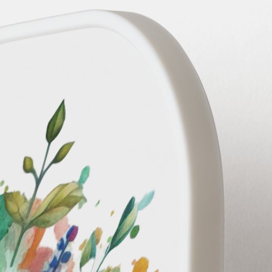 Waterverf Bulgaarse vlag Bloemenkrans Folklore Pickleball Paddle (Links Detail)