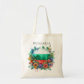 Waterverf Bulgaarse vlag Bloemenkrans Folklore Tote Bag (Voorkant)