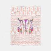 Waterverf Bull Skull Feathers en Arrow Aztec Fleece Deken (Voorkant)