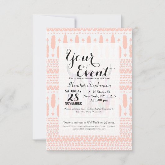 Waterverf Bull Skull Feathers en Arrow Aztec Kaart (Voorkant)