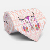 Waterverf Bull Skull Feathers en Arrow Aztec Stropdas (Opgerold)