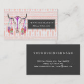 Waterverf Bull Skull Feathers en Arrow Aztec Visitekaartje (Voorkant / Achterkant)