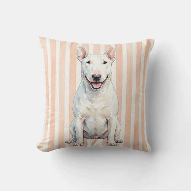 Waterverf Bull Terrier Hond Decoratiekussen Kussen (Voorkant)